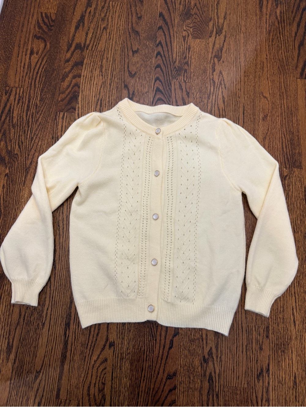 Light Yellow Knit Button-Front Women’s Sweater Cardigan
